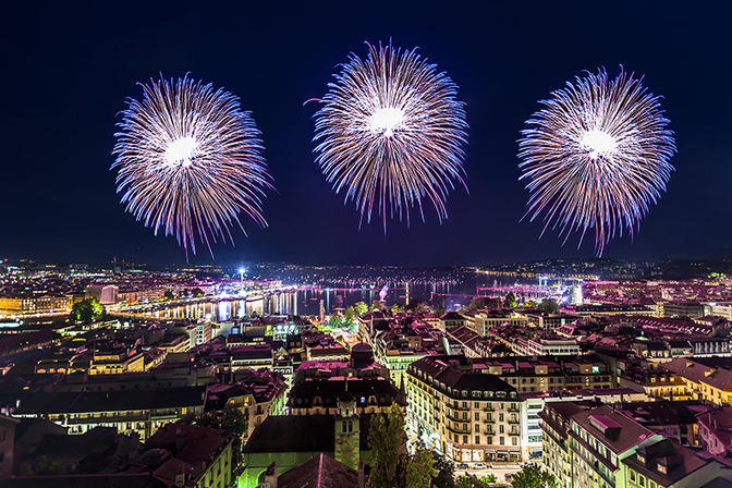 Feu d'artifice au dessus de Genève, Adobe Stock, Licence